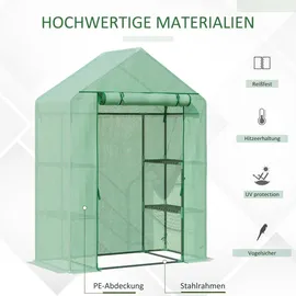 Outsunny Foliengewächshaus Gewächshaus mit 6 Regalebenen Frühbeet Grün
