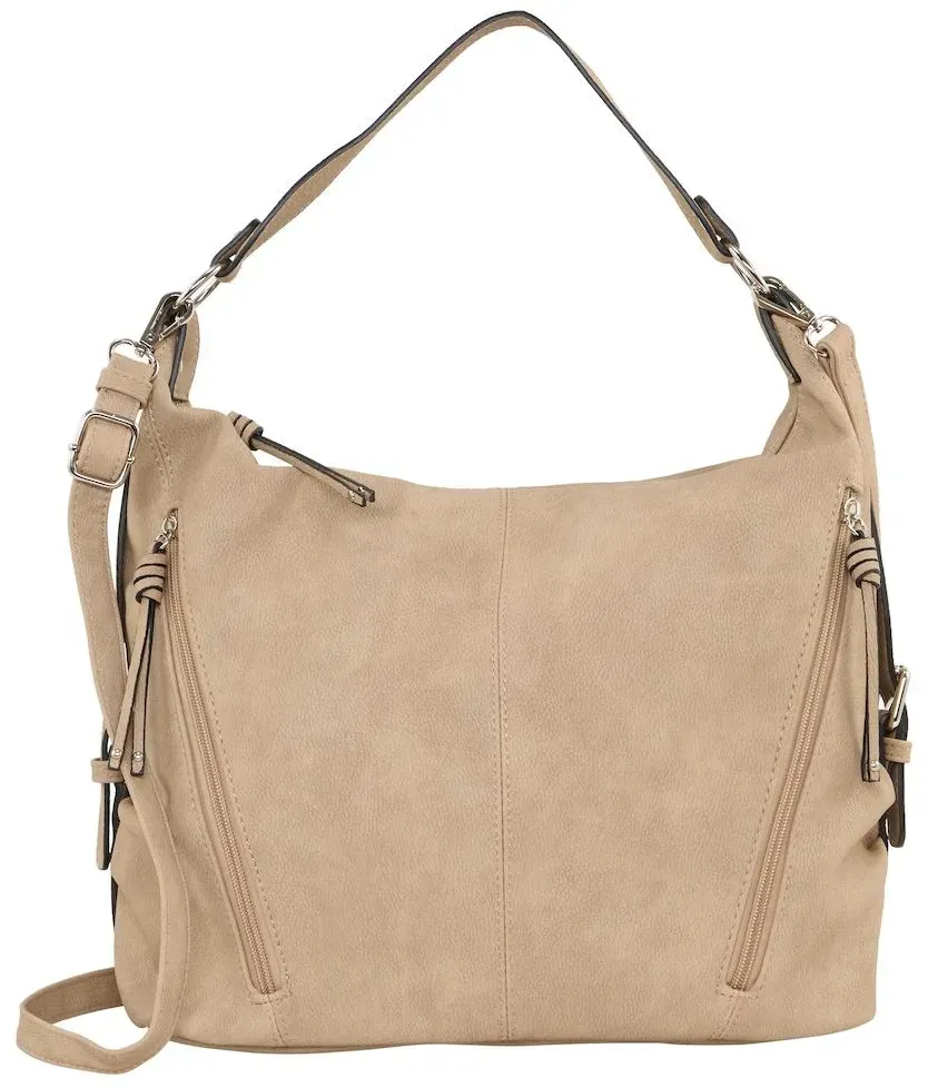 TOM TAILOR Damen TTCAIA Schultertasche mit Reißverschluss-Details, grau, Uni, Gr. ONESIZE