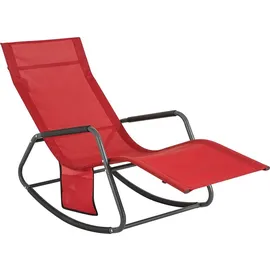 SoBuy Schaukelstuhl OGS47-R Kunstfasergewebe 57 x 84 x 145 cm Rot mit Seitentasche