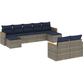 vidaXL Gartensofa-Set 9-tlg. grau Polyrattan