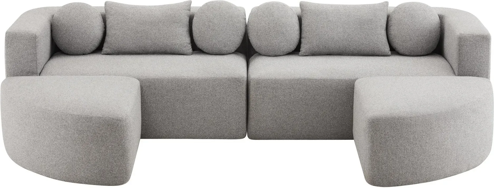 Modulare Schlafcouch mit Schlaffunktion, hochelastischer Schwamm und Taschenfederkern, 292x165x68 cm, Grau