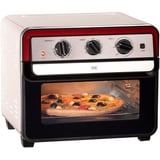 KHG Mini-Backofen Retro MBO-22CS mit Umluft, Ober-/Unterhitze und Heißluft, 22L, 230°C, 1700W, ideal zum Grillen, Toasten, Backen, Frittieren mit Timer, inkl. Backblech, Drehspieß, Frittierkorb