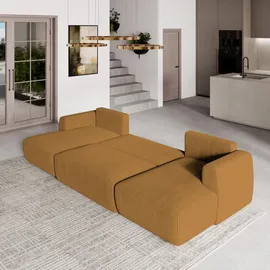 masseno Eckcouch Polyester U-Form mit Schlaffunktion 2-Sitzer Gelb