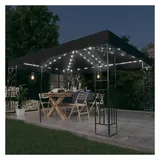 vidaXL Pavillon mit Doppeldach & LED-Lichterkette 3 x 4 m Anthrazit