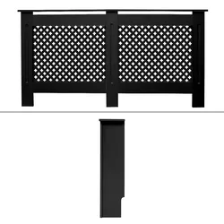 Heizungsabdeckung Heizkörperverkleidung MDF Wabenmuster 152x19x82 cm Schwarz