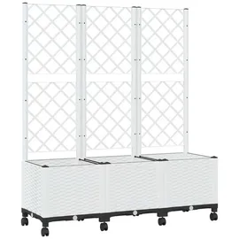 vidaXL Pflanzkübel mit Spalier und Rädern 120 x 40 x 146 cm Weiß