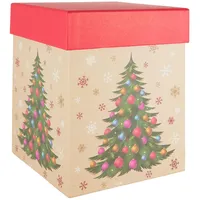 IDENA Geschenkbox Weihnachten Tannenbaum mehrfarbig 18x18x22,5cm