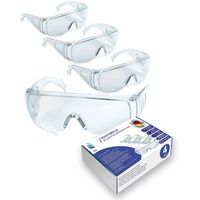 kela 4er Pack Schutzbrille P1S1 I 100% Made in Germany | splitterfreie Arbeitsschutzbrille mit Anti Fog- und UV-Beschichtung I leicht und transparent I Überbrille für Brillenträger Sportbrille