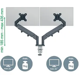 Leitz Ergo Platzsparender Dual Monitorarm Schwenkarm Grau