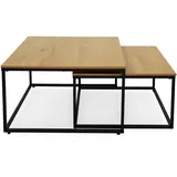 home collective Couchtisch 2er Set Eiche hell 70 x 42 x 70 cm