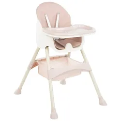 Kikkaboo Kinderhochstuhl 2 in 1 Brie, Kinderstuhl, Gurt, Tisch verstellbar, Korb rosa