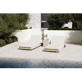 OUTFLEXX Gartenliege 2er Set, desert-beige, Alu/Polyrattan, horizontal verstellbar