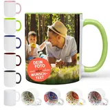 Sunnywall Keramik, Tasse selbst individuell gestalten Personalisierbar mit eigenem Foto bedrucken Fototasse Motivtasse Werbetasse Firmentasse mit Logo Lindgrün