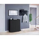 INOSIGN Garderoben-Set »PARIS/ TOKYO«, (Komplett-Set, 3 St.), Kompaktgarderobe Breite 150cm mit Spiegel für Ihren Eingangsbereich, schwarz