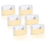 SAMALICAR LED Nachtlicht mit Bewegungsmelder - Bewegungslicht mit Batterie Kinder Indoor Warmweiß Treppenbeleuchtung Auto EIN/AUS Sensor Licht für Schlafzimmer Bad Flur Orientierungslicht 6 Stück