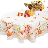 Bnejvif Thanksgiving Tischdecke Oval Herbst Tischdecken Oval Herbstblätter Kürbis Oval Tischdecken Fleckenabweisend Anti-Falten Waschbar Thanksgiving Dekorationen für ovale Tischdecke 152,4 x 213,3 cm