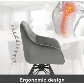 Woltu 2 x Esszimmerstuhl drehbar, Polsterstuhl, Samtbezug, Dunkelgrau - Dunkelgrau