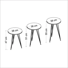 moebel17 Beistelltisch 3er-Set. 21256290 weiß schwarz Metall B/H/T: ca. 38x53,5x38 cm - Schwarz, Weiss