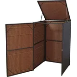 Mendler Mülltonnenverkleidung MCW-E25, Mülltonnenbox Mülltonnenabdeckung, Poly-Rattan 120l ~ braun