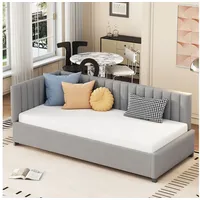 HAUSS SPOLE Schlafsofa Sofabett 90 x 200cm mit Lattenrost Hautfreundlicher Samtstoff Grau, Multifunktionsbett mit Lattenrost Hautfreundlicher Samtstoff, ohne Matratze grau