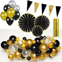 Partydeko in gold schwarz Partyset Geburtstag Deko Hochzeit Jubiläum