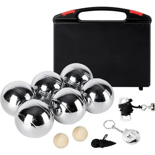 Beutrain Boule Set 6/8 Metallkugeln mit Hartschalenkoffer–Petanque & Boccia Spiel mit Zielkugel, Abstandsmesser & Tragetasche, Outdoor Gartenspiel für Erwachsene, Camping & Familie,B