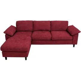 Mendler Eckcouch Stoff 3-Sitzer Rot