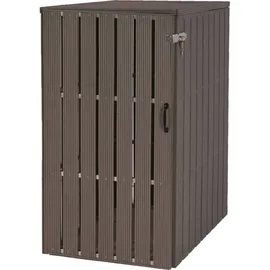 Mendler 1er WPC-Mülltonnenverkleidung HWC-J28, Mülltonnenbox, Metall Holzoptik, erweiterbar 240l ~ grau