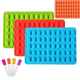 Voarge 4 Stück Silikon Gummibärchen Süßigkeit-Silikon-Formen, mit 4 Pipetten für Gummibärchen, Gelee, Schokolade, Halloween-Weihnachtssüßigkeiten