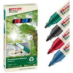 edding Permanentmarker21 Rundpitze 1,5-3mm 4 Stifte Sortiert