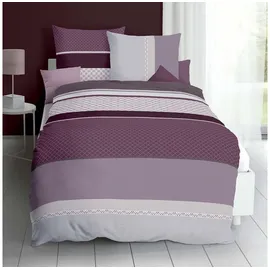 KAEPPEL Mako-Satin Bettwäsche Imperial bordeaux 135x200 cm + 80x80 cm - lila;grau