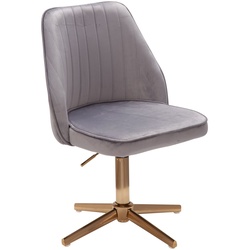 KADIMA DESIGN Samt Drehstuhl TANARO: Höhenverstellbar, 360° drehbar, Samtbezug, Eisenuntergestell, 120 kg Belastung.