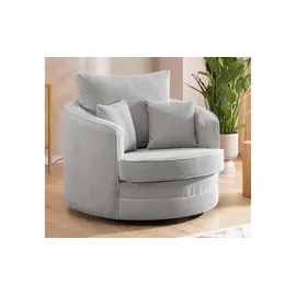 S-Style Drehsessel Ted Cord 107 x 94 x 0 cm Grau mit Kissen