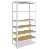 shelfplaza HOME 200x100x60 cm Schwerlastregal in weiß mit 6 Böden und 145 kg Traglast pro Boden