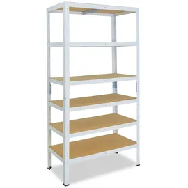 shelfplaza HOME 200x100x60 cm Schwerlastregal in weiß mit 6 Böden und 145 kg Traglast pro Boden