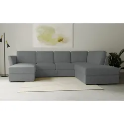 Wohnlandschaft HOME AFFAIRE "Lavars Schlafsofa", grau, B:310cm H:90cm T:226cm, 53% strukturiertes Polyester, 47% Polyester, Sofas, mit Bettfunktion und Stauraum, in zwei verschiedenen Bezugsqualitäten