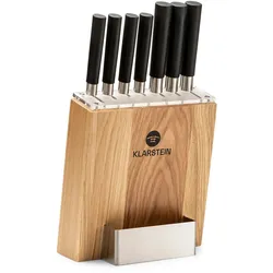 Klarstein Kitano 8tlg. Messer-Set mit Block 7 Messer Stahl edler Holzblock Eiche