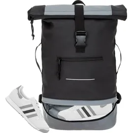 Elephant Gin Rucksack Herren Damen Time Bag COMP 25 L Kurierrucksack Roll-Top Freizeitrucksack Daypack Geheimfach Brustgurt Laptoprucksack Bodenfach 1... - Schwarz/Grau