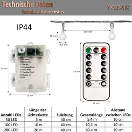 Voltronic LED Party Kugel Lichterkette kaltweiß innen außen, Batterie - Transparent