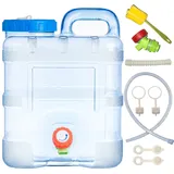 Sparkstarses Wasserbehälter mit Hahn, 15L Kunststoff Wasserkanister, Camping Wasserkanister, Wasserbehälter für Küche, RV, Van, Camping, Schule, Krankenhaus, Outdoor, Garten
