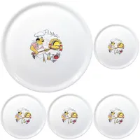 HENDI Pizzateller, Porzellan, Muster: Pizzabacken, Geschirrspüler und Mikrowellen geeignet, ⌀330mm, weiß (Packung mit 5)