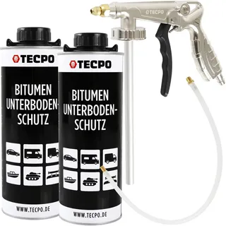 TECPO Unterbodenschutz Bitumen schwarz, 2L + Druckluft...