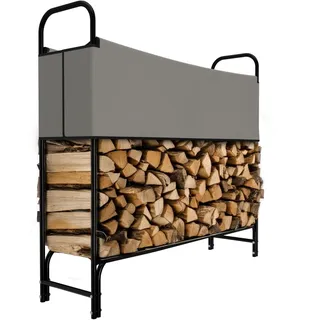 garmio GARMIO® Kaminholzregal Metall Brennholzregal Kaminholzunterstand mit Abdeckung Stapelhilfe pulverbeschichtet 130x30x117cm