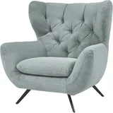 Candy Sessel 3C CANDY "Beatrice Ohrensessel mit Knopfheftung im Rücken", blau (bleu), B:100cm H:106cm T:95cm, Samt-Optik (100% Polyester), Sessel, Sessel, bequemer Retro Solitärsessel auch in Cord und Fellimitat