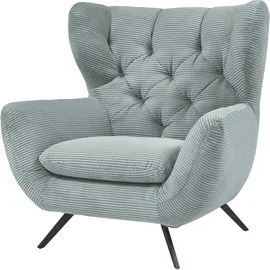 Candy Sessel 3C CANDY "Beatrice Ohrensessel mit Knopfheftung im Rücken", blau (bleu), B:100cm H:106cm T:95cm, Samt-Optik (100% Polyester), Sessel, Sessel, bequemer Retro Solitärsessel auch in Cord und Fellimitat