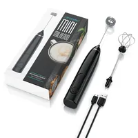 Arendo Milchaufschäumer wiederaufladbar mit Doppel & Ballonquirl 3 Geschwindigkeiten - 1200mAh