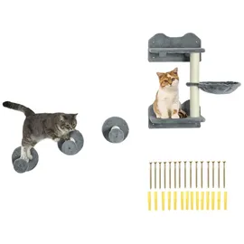 PawHut Katzen Kletterwand 4-teilig 40 x 28 x 73 cm grau