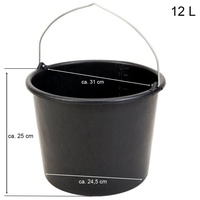 HELO24 Mörtelkasten Mörtelkübel Zementkübel 10 x 12 Liter Rund schwarz 25 cm