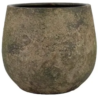INNA-Glas Pflanzentopf Keramik AROON mit Maserung, antikgrün, 21cm, Ø24cm - Keramik Blumengefäß