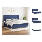 vidaXL Boxspringbett mit Matratze Blau 200x200 cm Stoff